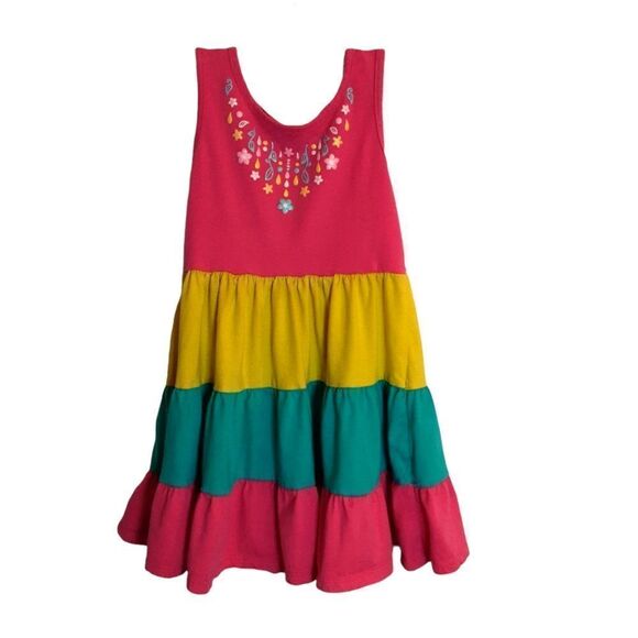 NANETTE Dress‎ Embroidered Tiered Rainbow size 7 - Picture 1 of 7